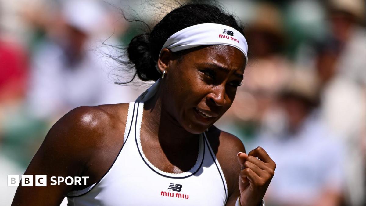 Coco Gauff merayakan kemenangan di Wimbledon 2023