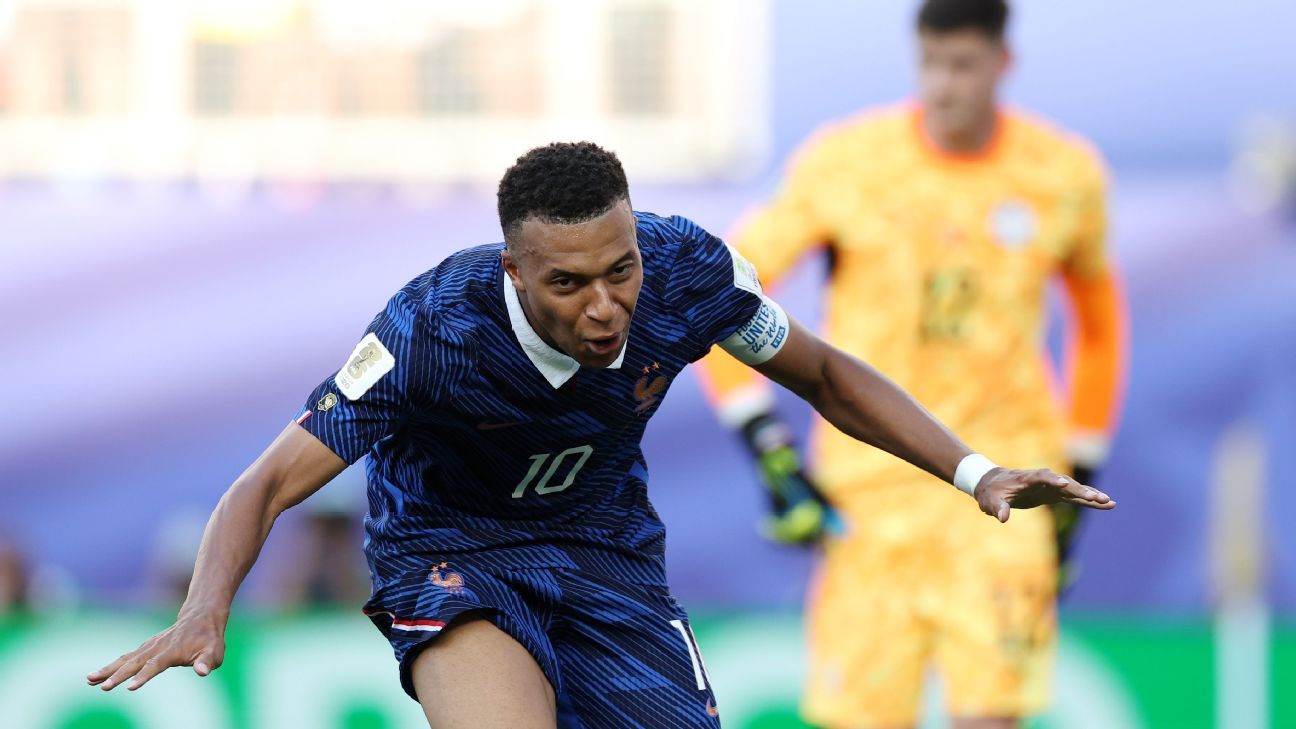 Kylian Mbappé mencetak penalti untuk Prancis di Piala Dunia 2026